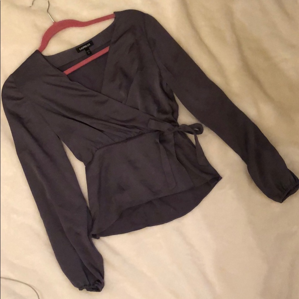 Express Gray Silky Blouse